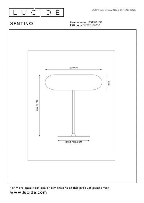 Lucide SENTINO - Lampe de table - Ø 30 cm - 3xG9 - Taupe - technique